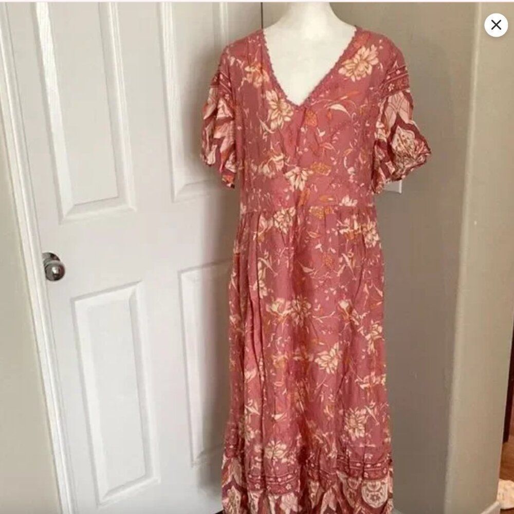 BloomChic Pink Patterned Dress Sz 14-16 POCKETS Large